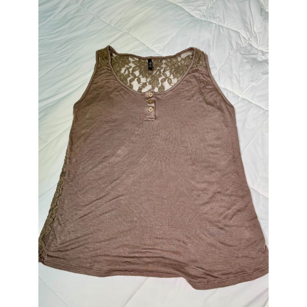 Splash Womens Full Lace Back Tank Top L Sandy Brown
